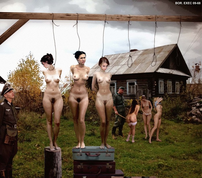 Naked women in concentration camp