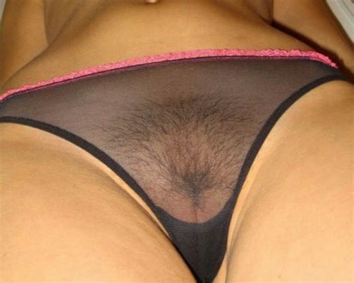 Hairy in transparent panties