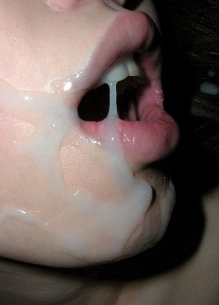 Cum on amateur lips