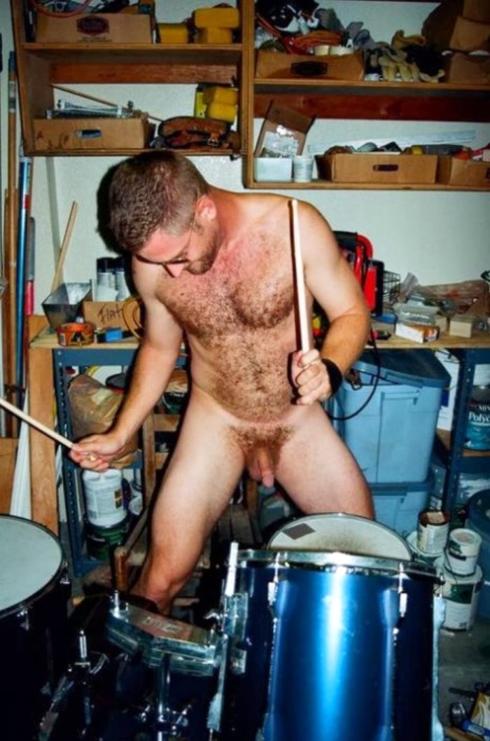 Naked musicians of a man